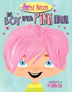 cover the boy with the pink hair